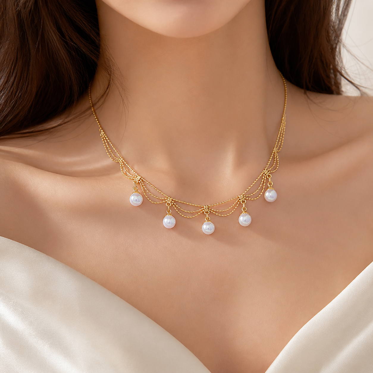 Soft Pearl Pendant Choker