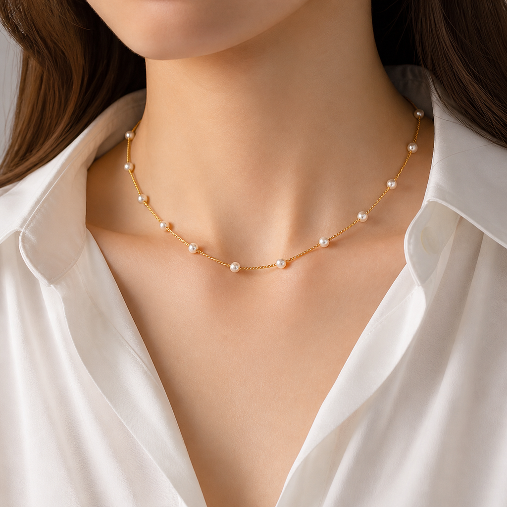 Soft Pearl Pendant Choker