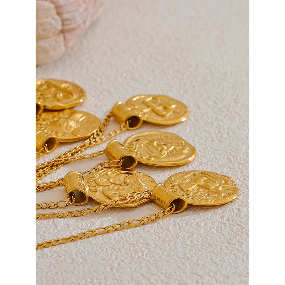 Stainless Steel Hammered Vintage Golden 18K Plated Fashion Jewelry