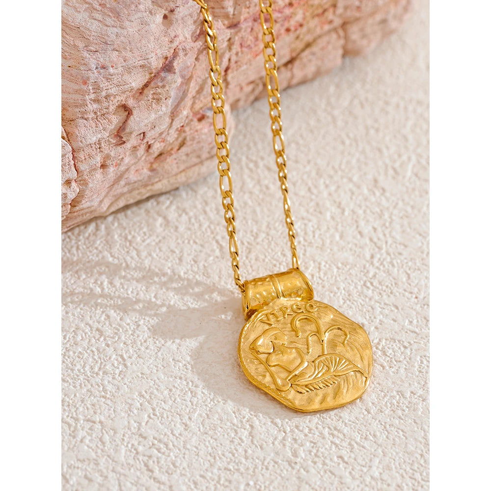 Stainless Steel Hammered Vintage Golden 18K Plated Fashion Jewelry