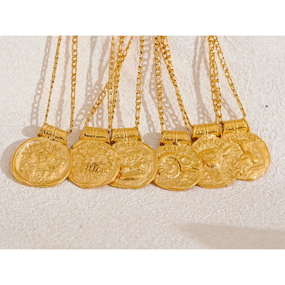 Stainless Steel Hammered Vintage Golden 18K Plated Fashion Jewelry