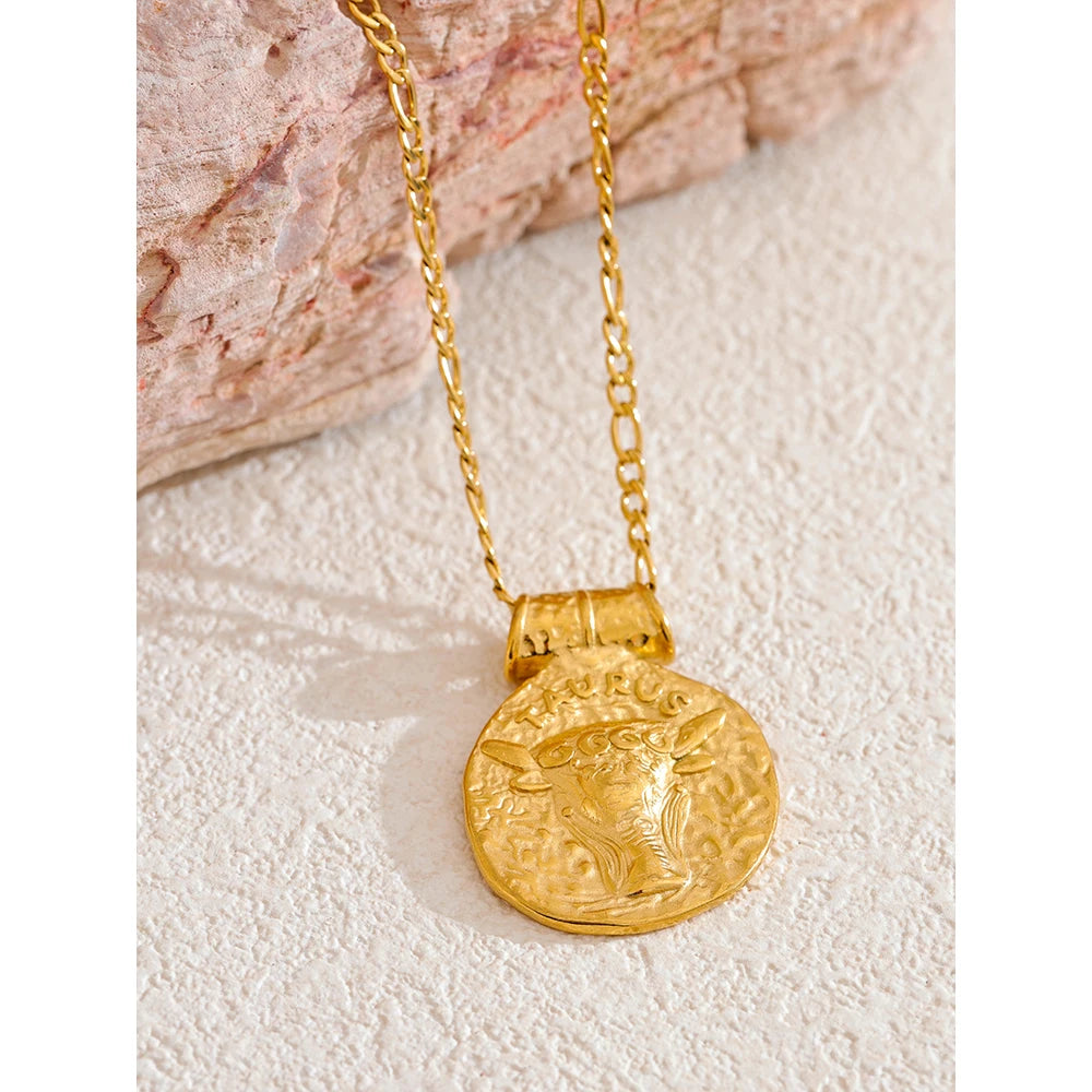 Stainless Steel Hammered Vintage Golden 18K Plated Fashion Jewelry