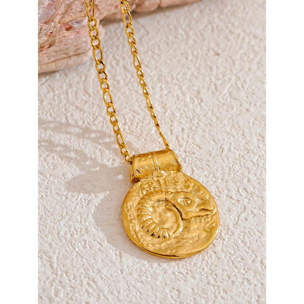 Stainless Steel Hammered Vintage Golden 18K Plated Fashion Jewelry