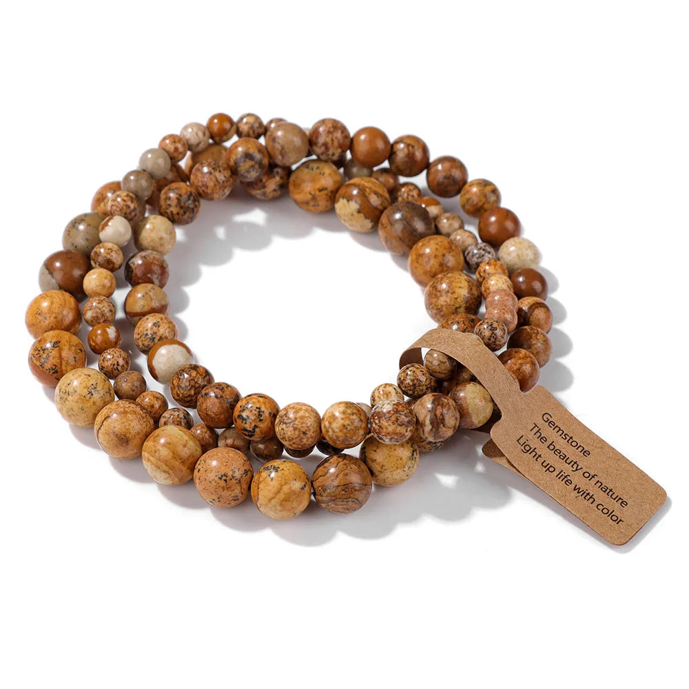 Set Natural Stone Beads Bracelet