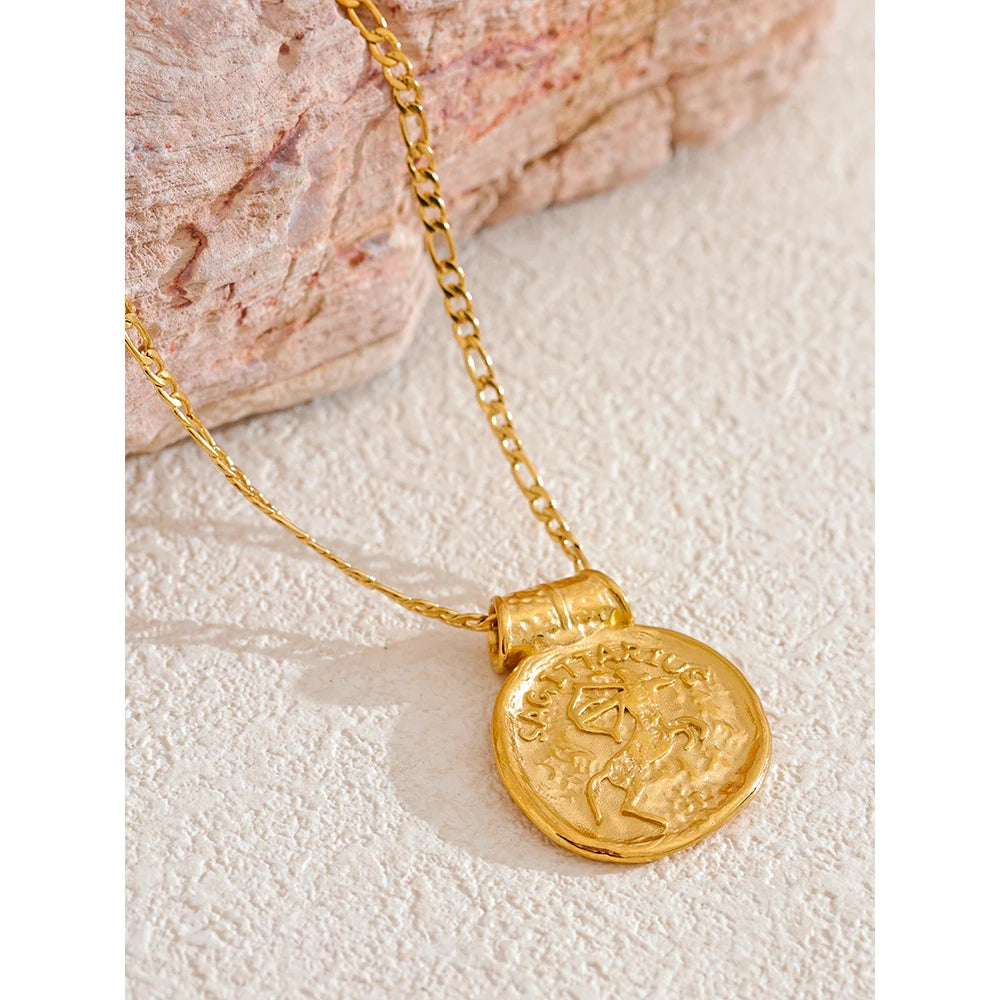 Stainless Steel Hammered Vintage Golden 18K Plated Fashion Jewelry