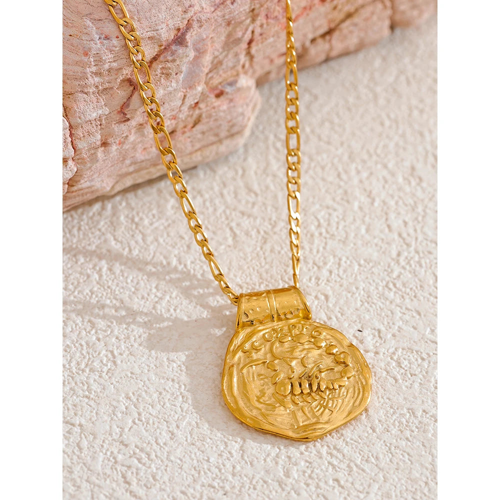 Stainless Steel Hammered Vintage Golden 18K Plated Fashion Jewelry