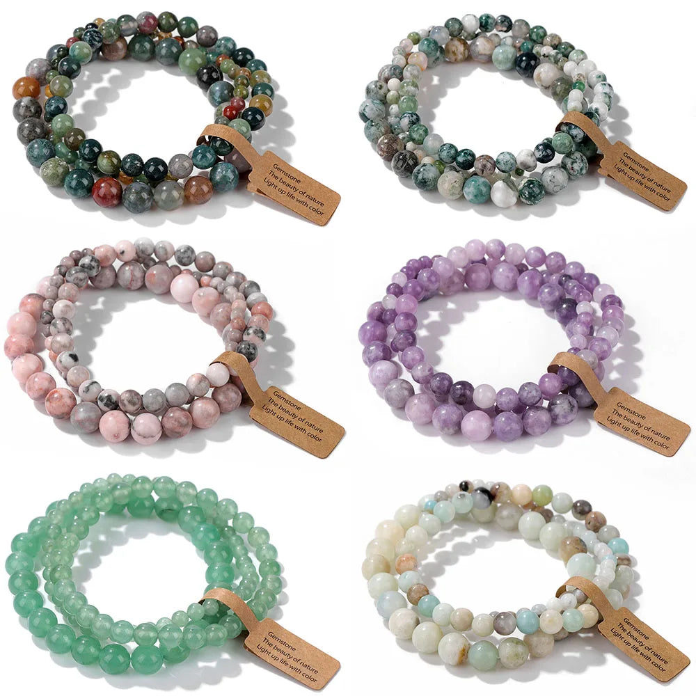Set Natural Stone Beads Bracelet