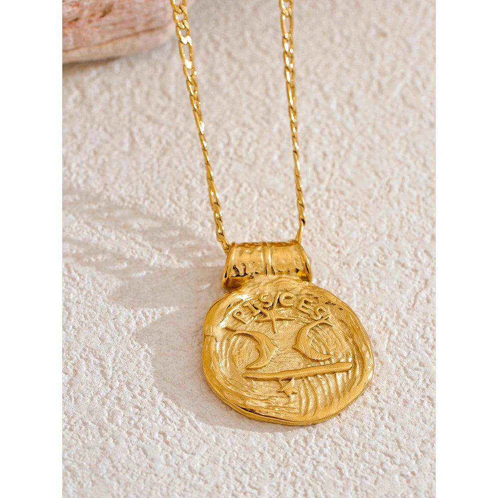 Stainless Steel Hammered Vintage Golden 18K Plated Fashion Jewelry