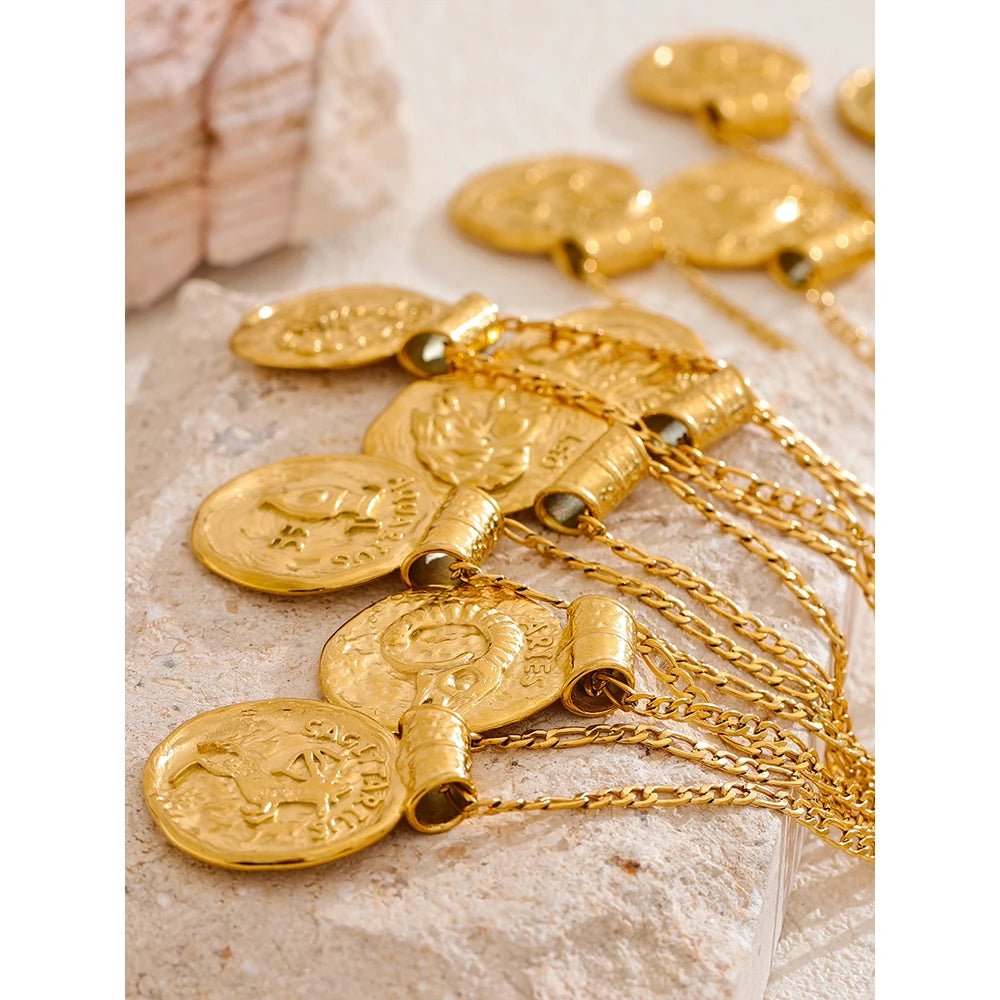 Stainless Steel Hammered Vintage Golden 18K Plated Fashion Jewelry