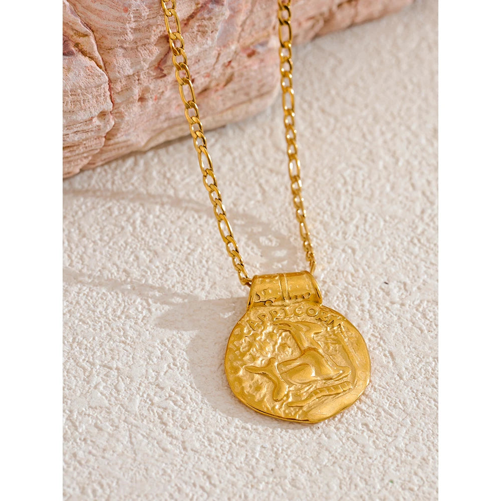 Stainless Steel Hammered Vintage Golden 18K Plated Fashion Jewelry