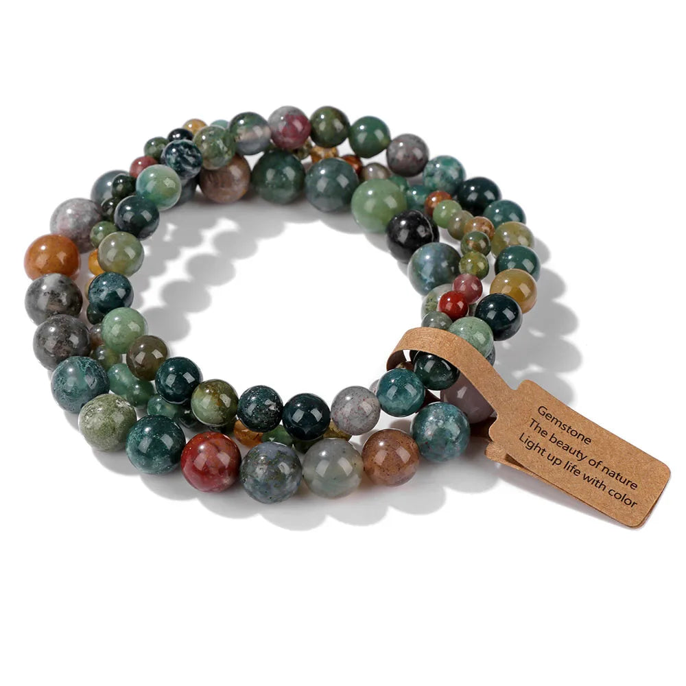 Set Natural Stone Beads Bracelet
