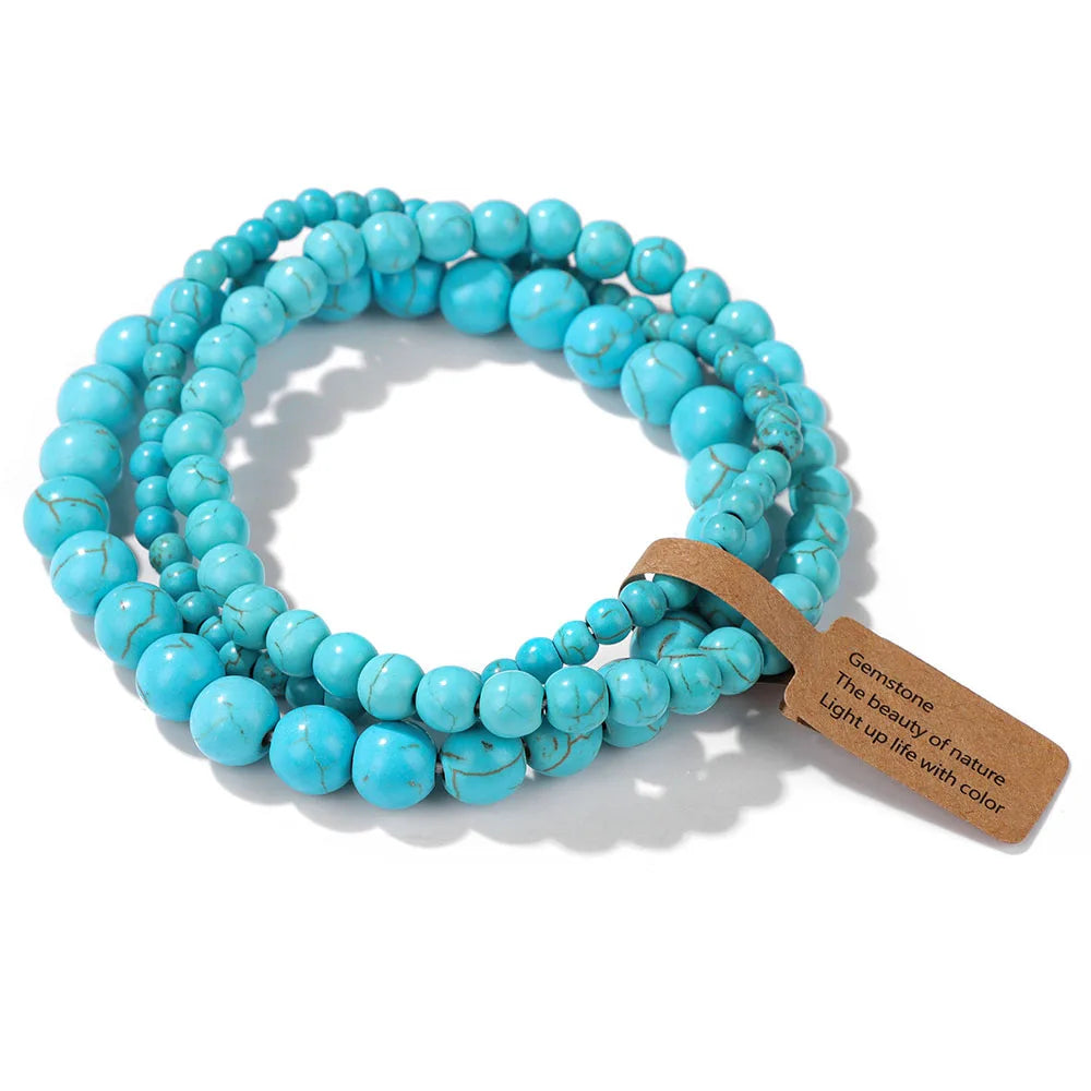 Set Natural Stone Beads Bracelet
