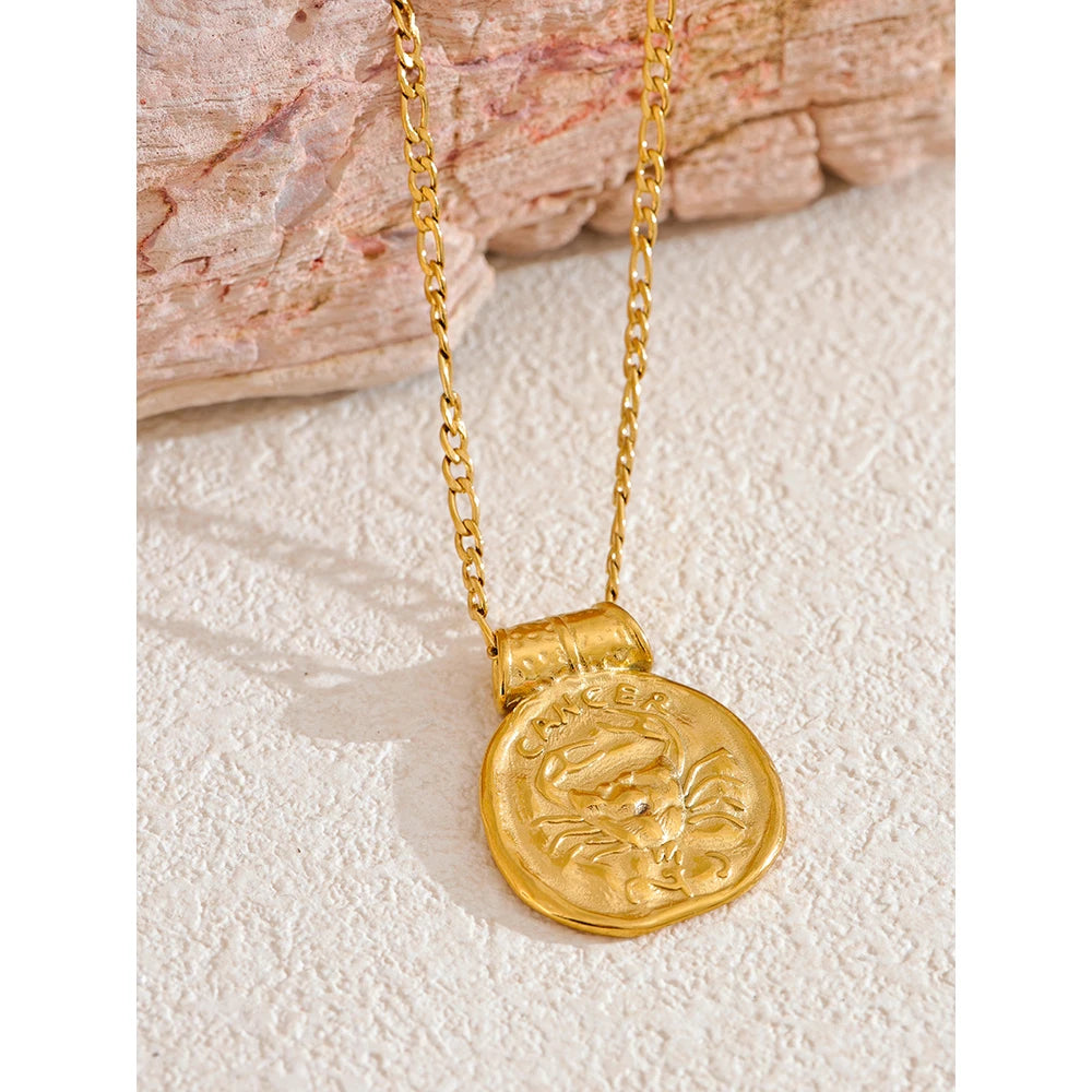 Stainless Steel Hammered Vintage Golden 18K Plated Fashion Jewelry