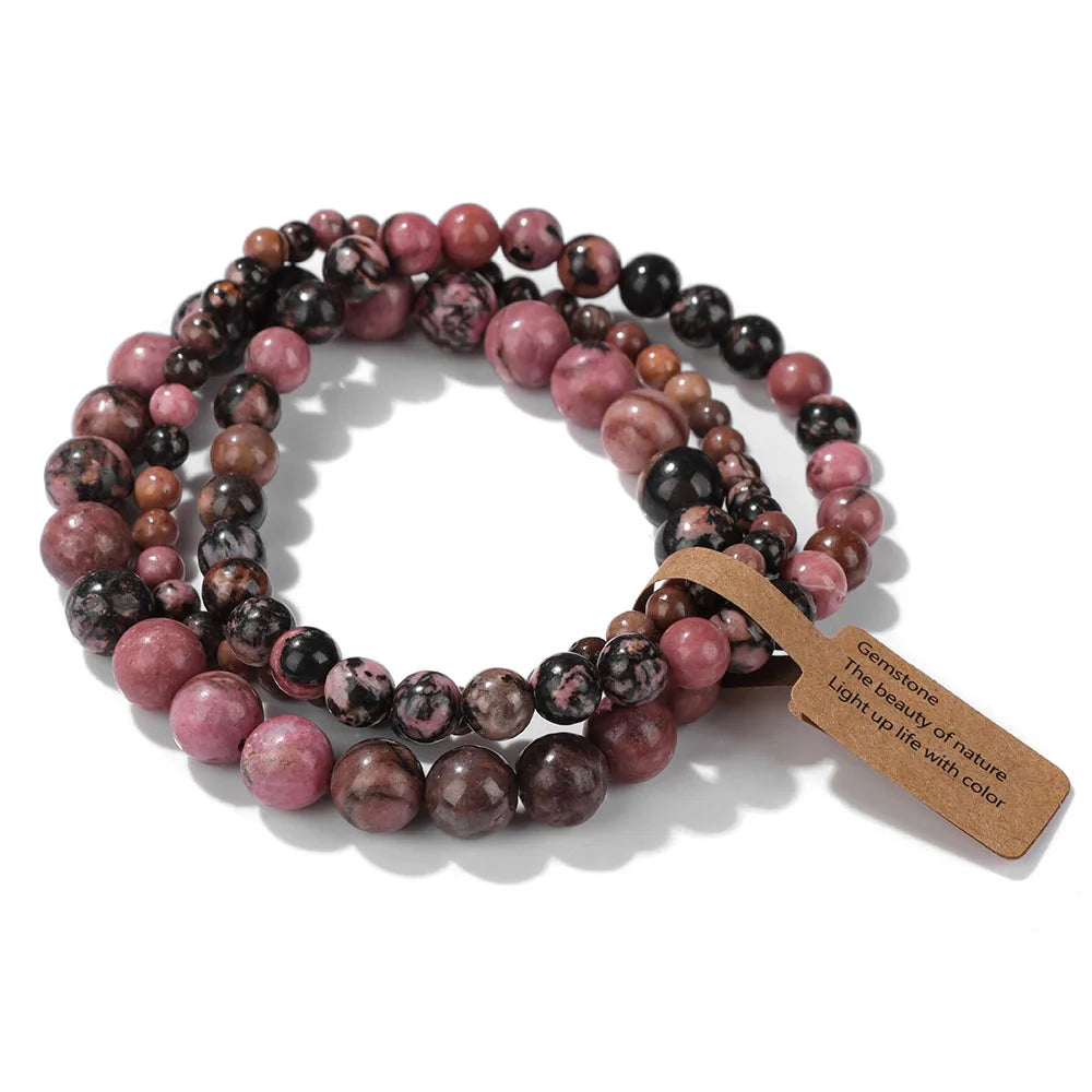 Set Natural Stone Beads Bracelet