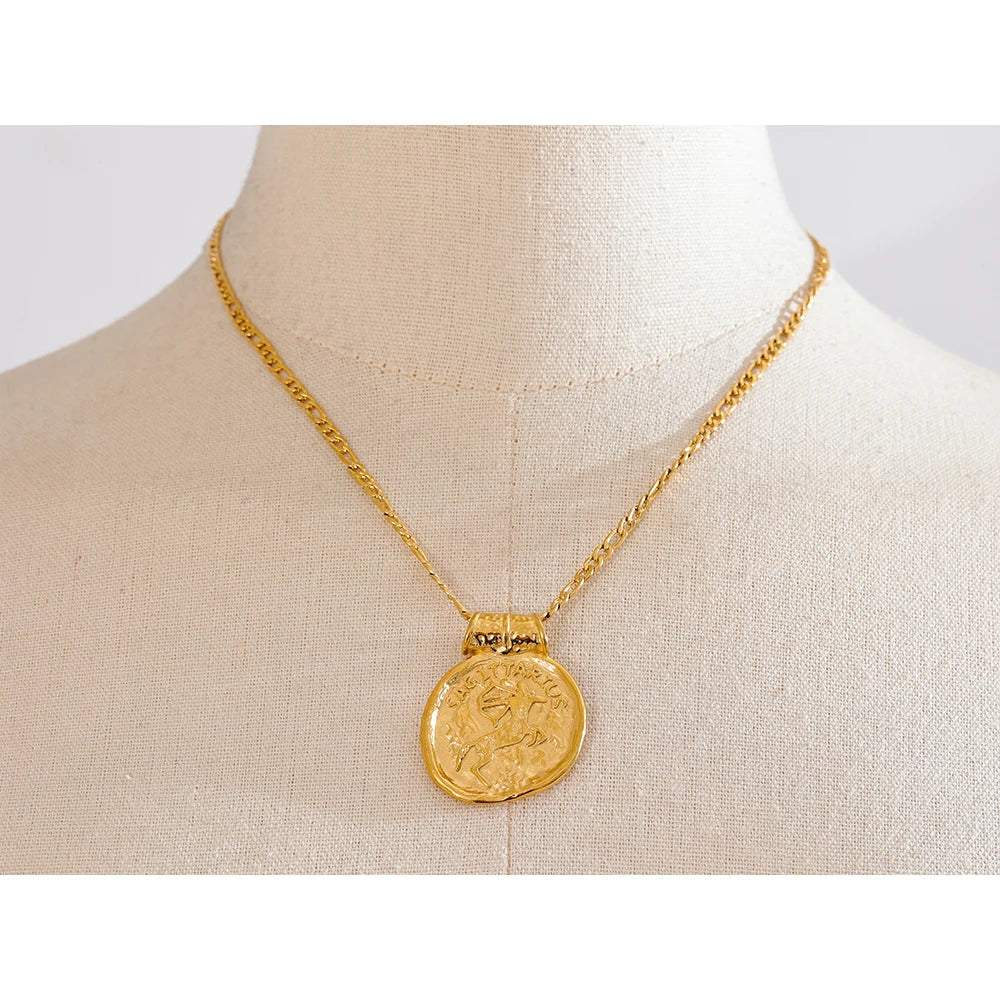 Stainless Steel Hammered Vintage Golden 18K Plated Fashion Jewelry