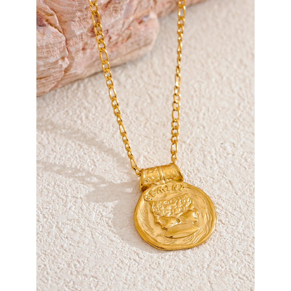 Stainless Steel Hammered Vintage Golden 18K Plated Fashion Jewelry
